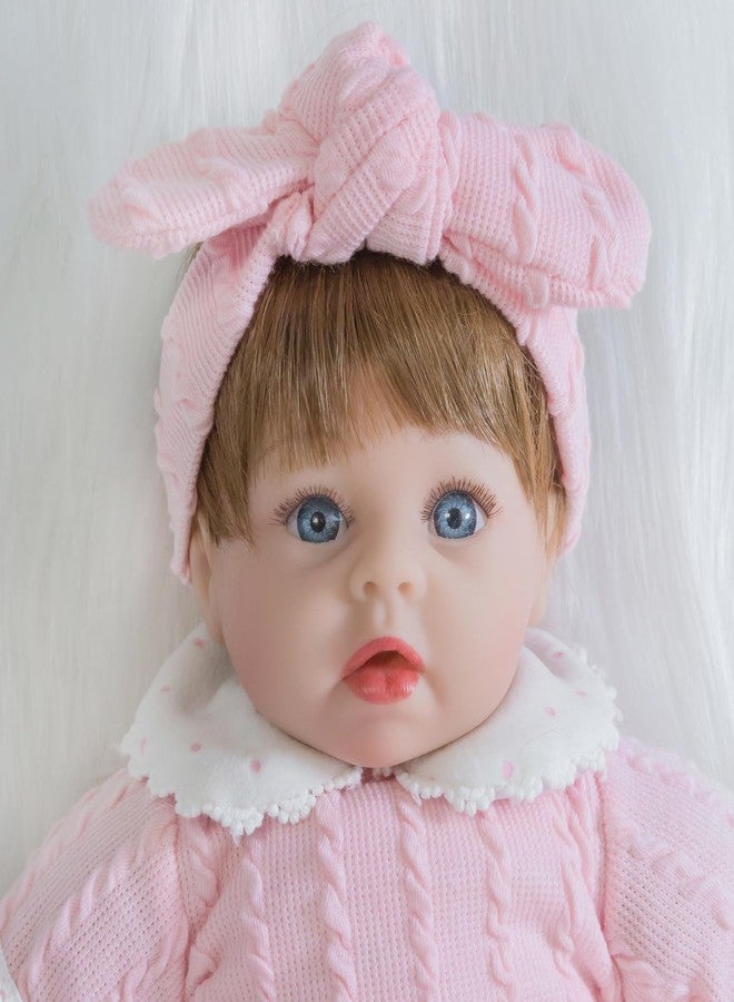 ENADOLL Lifelike Reborn Baby Doll, Newborn Baby Dolls Realistic 16 Inch Girl with Pink Headband Silicone Vinyl Weighted Soft Body Gift Set for Kids Age 3+ - Image 2